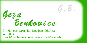 geza benkovics business card